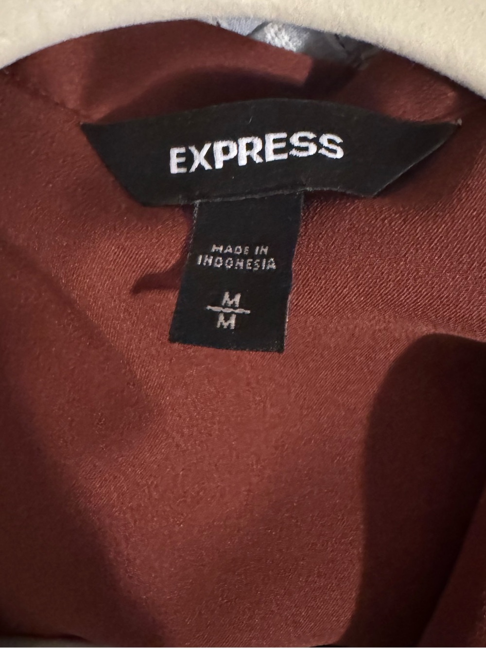 Express Satin Draped Sleeveless Wrap Top - Rusty Brown - Picture 3 of 3